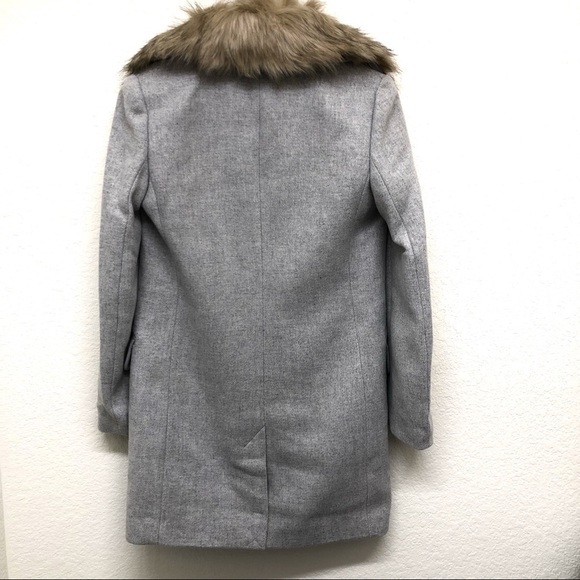 Topshop Monica Faux Fur Collar Coat - Grey - Picture 7 of 8